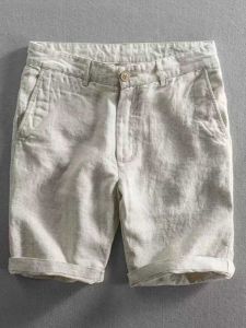 กางเกงขาสั้นผ้าลินินทรงตรงสำหรับผู้ชาย สไตล์เกาหลี ระบายอากาศได้ดี ทรงหลวม กางเกงขายาวทรงบาง ทรงลำลอง