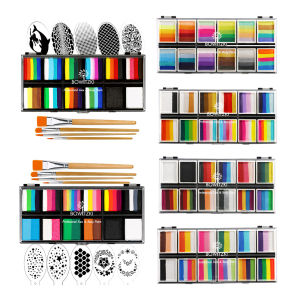 Bowitzki Face Paint 12x10gm Professional Body Paint Kit For Kids Adults Stencil One Stroke Split Cake Rainbow Makeup