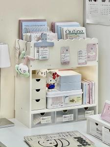 INS Style Desk Side Narrow Shelf Desk Elevated Rack Dormitory Table Storage Fantastic Layered Rack Shelf