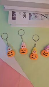 Gantungan Kunci Aksesoris Tas Karakter Halloween Labubu Cute Monster Keychains Pendant Ring JCGK60