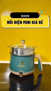 Nồi lẩu điện mini đa năng 2 tầng kèm giá Hấp Luộc NướngChiên chống dính pha mì tôm