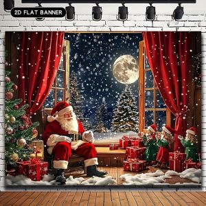 VIKAMA Santa Claus Snow Scene Tapestry Living Room Feature Wall Room Decor Christmas Theme Arrangement