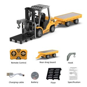 Mini Rc Car Desktop Toy 1/64 Alloy Forklift Remote Control Engineering Vehicle App Controlled Toys for Boys Kids Christmas Gifts