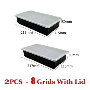 Big Square Ice Cube Tray 4/6/8/15 Grid Food Grade Silicone Ice Mold with Lids Square Ice Tray Mold for DIY Whiskey Cocktail