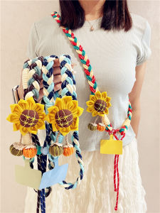 สายโทรศัพท์มือถือดอกทานตะวันปรับความยาวได้พร้อมกระเป๋าสะพายข้างรูปผึ้งขนาดเล็ก สร้อยคอ DIY แฟชั่น สร้อยคอแบบปรับได้