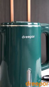 Electric Kettle 2L Stainless Steel Fast Heating Double Layer Anti Scalding Water Green kettle