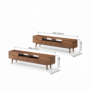YUANSHI YUANSU | Solid Wood European Style Walnut Colored TV Cabinet