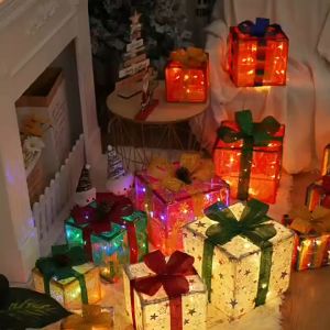 Eroma Lighted Gift Boxes Present Boxes Ornament Outdoor Gift Boxes Light For Home and Party Decoration