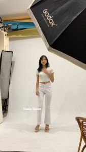 7C-G Celana Panjang Putih Bersih Wanita Premium Celana Cutbray Jeans Polos Wanita