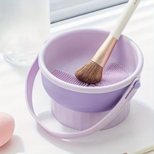 3-In-1 Silicone Makeup Brush Cleaner Mat & Drying Rack - Cosmetic Brush Cleaning & Air Dry Tool Beauty Tool Organizer Kit