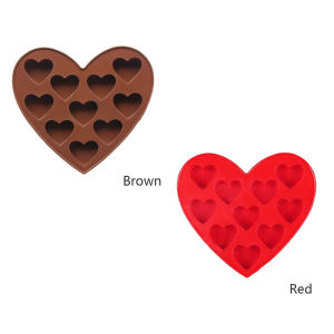 1/2PCS Silicone 10 Consecutive Heart-shaped Molds DIY10 Heart Shaped Ice Grid High Temperature Resistant Jelly Pudding Cake Mold