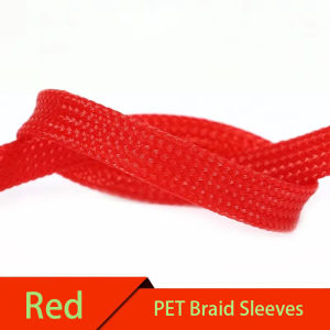 1M Red PET Braided Cable Sleeve 2/4/6/8/10/12/14/16/20mm Expandable High Density Insulated Cables Protection Wrap Sheath