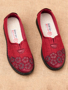 SHIPAILUO | Elderly Women Flat Shoes Soft Bottom Anti-Slip Grandmother Shoes Comfortable Casual Style Round Toe Low Heel Pure Color