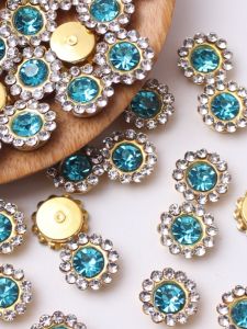 ดอกกุหลาบดวงอาทิตย์ แหวนรูปวงกลม 2 ชั้น แหวนเพชร รูปดอกไม้ วัสดุทำเครื่องประดับ DIY ชิ้นส่วนอุปกรณ์ทำเครื่องประดับ DIY