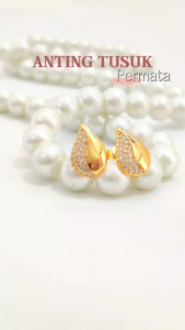 Anting Tusuk Kupu Bunga Perhiasan Lapis Emas