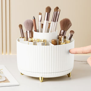 Wnnideo | 360 Rotating Makeup Desktop Cosmetic Storage Box Organizer Large Capacity for Bathroom Portable Lipstick Makeup Brush Pen Holder