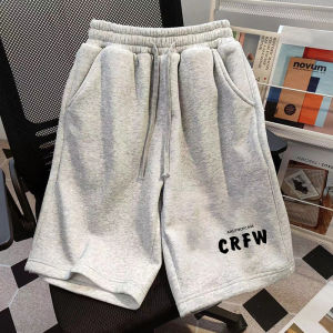 Pure Cotton Mens Summer Casual Sports Pants High Waist Five-Quarter Loose Fit American Retro High Street Shorts