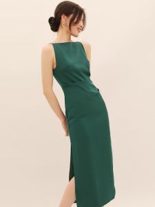 TANSSHOP Elegant Hepburn Style Multi-Color Strap One-Shoulder Sleeveless Slimming Straight-Cut Split Dress