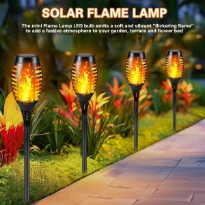 1PC 12LED Solar Flame Torch Light Flickering Light Waterproof Garden Decoration Outdoor Lawn Path Yard Patio Floor Lamp