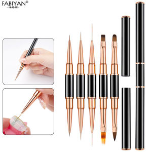 Double Headed Nail Art Brush Black Nail Painting Pen Nail Tips Design Drawing Line Stroke Grid Painting Brush Manicure Tool Nail Art Set