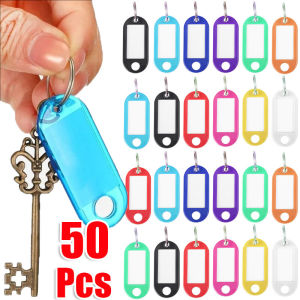 50/100pcs Colorful Plastic Key Tags / ID Labels Baggage Tag Key Holder / Hotel Number Classification Card with Split Ring