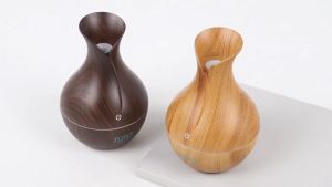 Air Humidifier Ultrasonic Aromatherapy Oil Diffuser 130ml Motif Kayu Wood Grain Taffware HUMI M137902 Wooden Dark Brown
