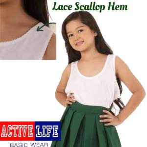 ACTIVE LIFE plain kids teens girls sleeveless sando white size 3XS to XXL