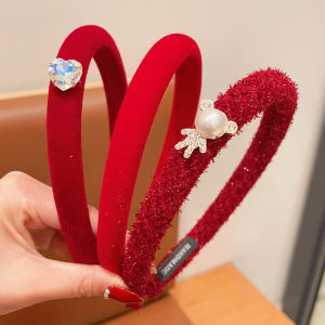 Childrens Anti-Slip Hairband Korean Style Red Series Pressed Hair Girls Headwear Fashionable Accessories for Little Girls
