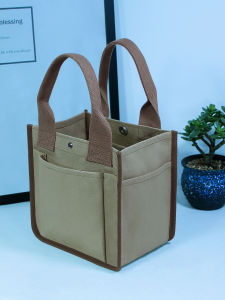 Work Japanese Style Students White Ins Canvas Small Portable Hand-Carrying Womens Square Bag Artsy Bento Easiest for Match Korean Style Bag Fashion