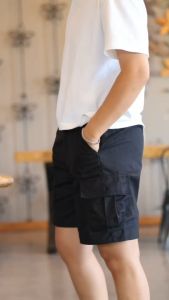 กางเกงขาสั้นผู้ชาย คาร์โก้ 4กระเป๋า มีกระดุม ทรงลุง สายแคมป์ กางเกงลำลอง ชายหญิงใส่ได้