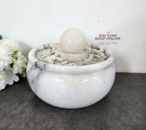 ชุดหินมงคลขนาด กะทัดรัดตั้งโต๊ะ(สีขาวลายหินอ่อนแท้)