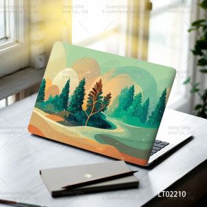 2pcs Creative Botanical Laptop Stickers Hand-Drawn Floral Line Art in Bright Colors Waterproof Vinyl Decal for Notebook Covers