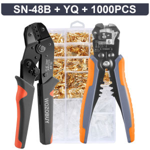 WOZOBUY | Crimping Tool or Wire Connector Kit for 24-14 AWG Spade Connector Crimper Open Terminal Connector Crimping Tool Kit