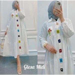 GLESSA MIDI: Baju Fashion Muslim Terbaru Dengan Bahan CRINKLE