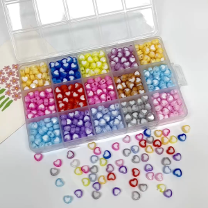 30Pcs 8mm Manik Hati Akrilik Warna Ganda Charm untuk Pembuatan Perhiasan DIY Anting Gelang Kalung Aksesori