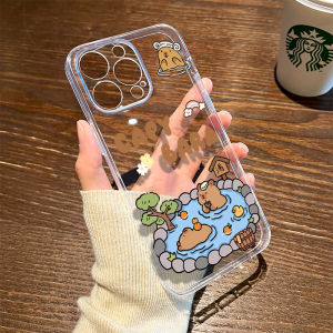 เคสโทรศัพท์ซิลิโคนใสลายการ์ตูนสำหรับผู้หญิง ลายการ์ตูนเคปิบารา ฤดูใบไม้ร่วง/ฤดูหนาว ดีไซน์สร้างสรรค์ สำหรับ iPhone 17/16/15/14/13/12/11/XS