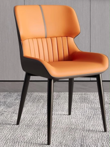 LALA Dining Chair Backrest Household Wrought Iron Chair Leather Waterproof Soft Decoration Hotel Negotiation Chair kerusi makan Kulit tahan air 餐椅家用