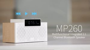 Edifier MP260 Portable Speaker - Bluetooth V5.0 | Built-in Clock | Alarm Function | Wooden Enclosure | 2.1 Channel