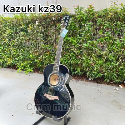 Kazuki kz-39 กีต้าร์โปร่ง ทรงom ขนาด39นิ้ว งานเคลือบเงา ส่งไว รับประกันการขนส่ง มีอุปกรณ์กีตาร์แถมให้ guitar kazuki