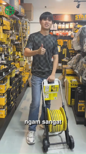 Karcher Hose Trolley HT 3.420 Kit 5/8" with 20m PrimoFlex hose (2.645-167.0) - Yellow and black trolley with handle and wheels featuring a coiled yellow hose.