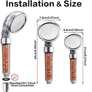 Anti Limestone Filtered Shower Head ABS High-Pressure Water Saving Handheld Clear Showerheads with Filter Beads for Bathroom