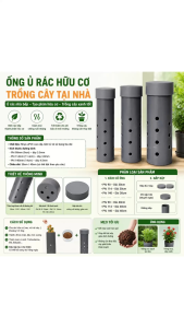 Ống Ủ Rác Hữu Cải Tạo Đất Trồng | Phi 90 114 140 Dài 30 40 50cm Nắp Dễ Tháo | NPP Khởi Hoàn