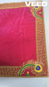 Velvet Pooja Aasan Mat for Mandir | Decorative Pooja Cloth for Diwali & Traditional Rituals | Size - 19×19 Inches | Pack of 1 Pc