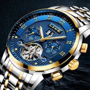 LIGE ผู้ชายนาฬิกาแฟชั่นแบรนด์หรูธุรกิจอัตโนมัตินาฬิกาผู้ชาย Casual นาฬิกาข้อมือกันน้ํา Relogio Masculino