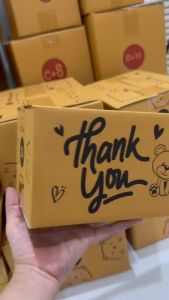 แพ็ค 20 ใบ กล่องลายหมีดำ Thank You ไซส์ 0+4 กระดาษลูกฟูก KA