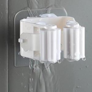 Q Heavy Duty Adhesive Mop And Holder With No Drilling Strong Grip And Waterproof Design Perfect For Bathroom Kitchen Garage