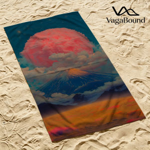 Pink Cloud Over Fuji Luxury Beach Towels Crafted from Combed Cotton Plush and Absorbent Beach Towel or Pool Towels