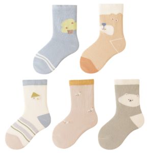 ถุงเท้าเด็กผ้าฝ้ายแท้ครึ่งแข้งสำหรับฤดูใบไม้ผลิและฤดูใบไม้ร่วงสำหรับเด็กชายและเด็กหญิง ถุงเท้าผ้าฝ้ายคอกลมสำหรับฤดูหนาวและฤดูใบไม้ร่วง