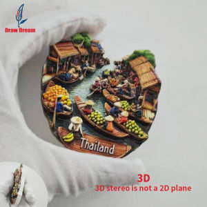 1Pc Thai Creative 3D Embossed Refrigerator Magnet World Travel Souvenir Collection Suitable for Home and Office Decoration Personalized Exclusive Travel Souvenir Magnetic Refrigerator Magnet Home Decoration Kitchen Room Office Cabinet Crafts Gift...
