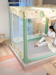 ที่นอนเด็กอ่อนพร้อมผ้าคลุมเตียง ผ้าฝ้าย 100% ลายการ์ตูนน่ารัก มุ้ง 4 ฟุต 5 ฟุต 6 ฟุต 6.6 ฟุต มีม่าน